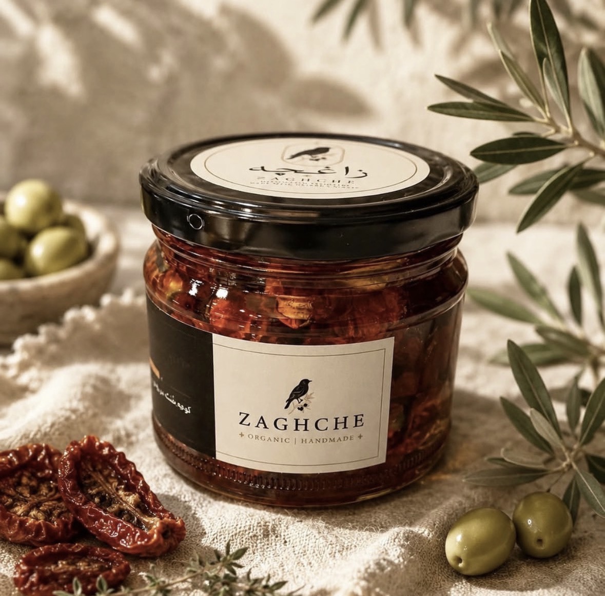 گوجه خشک در روغن زیتون زاغچه